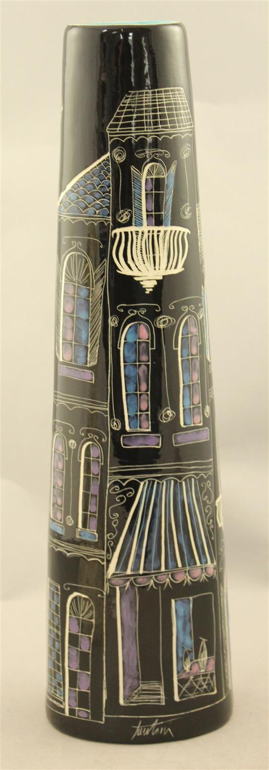 A Fantoni pottery slender tapering vase, 1950s/60s, 40.5cm